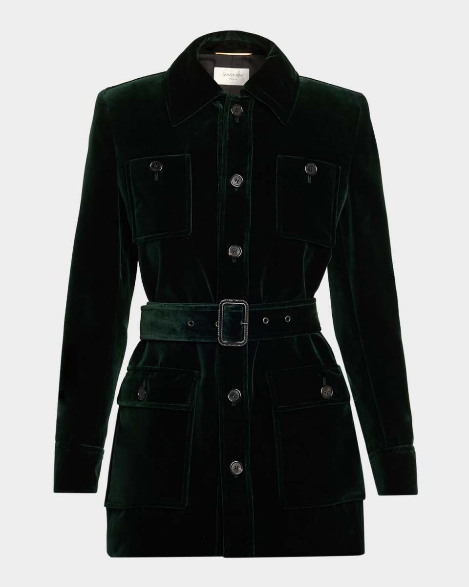 Saharienne Belted Cotton Velvet Jacket